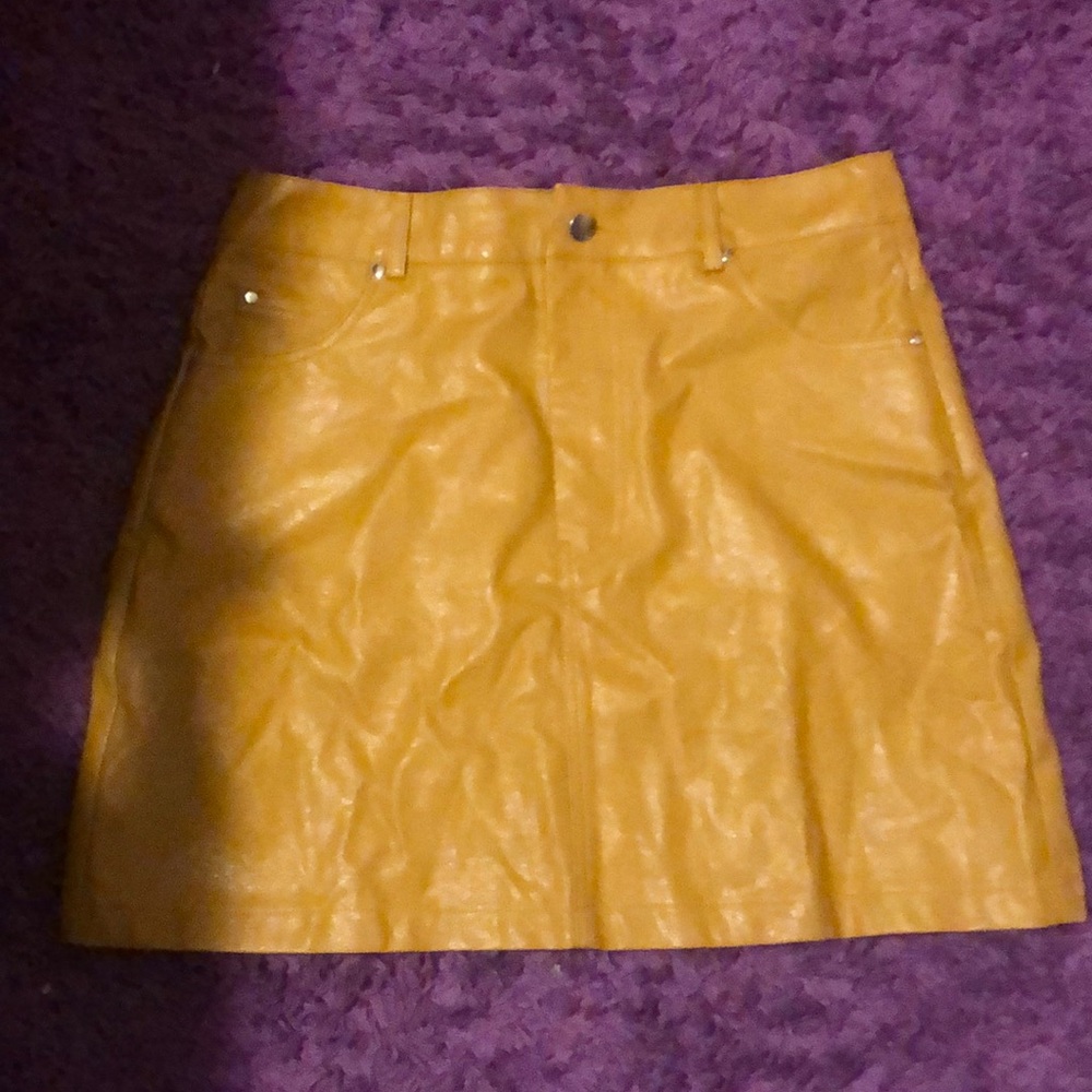 Yellow Leather Skirt
